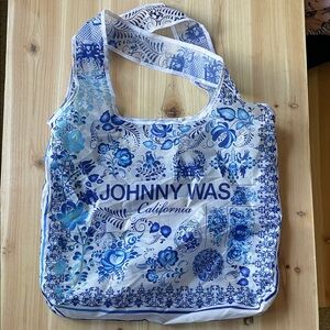 Johnny Was White and Blue Floral Reusable Bag